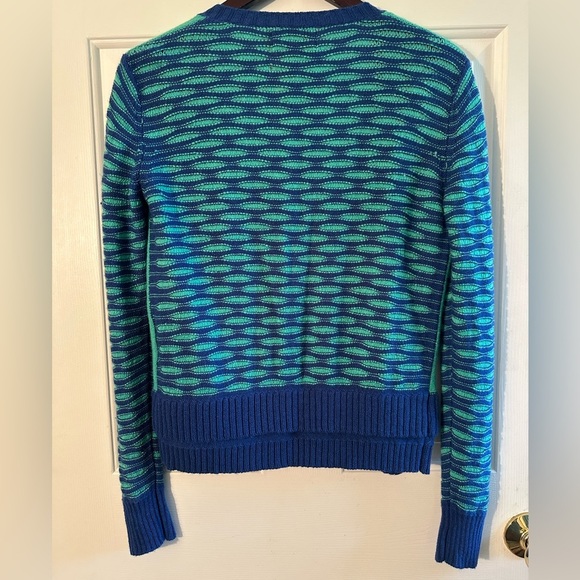 YOON Anthropologie S Lightweight Wool Cashmere Colorblock 1/2 Zip Cardi V Neck - Picture 12 of 12